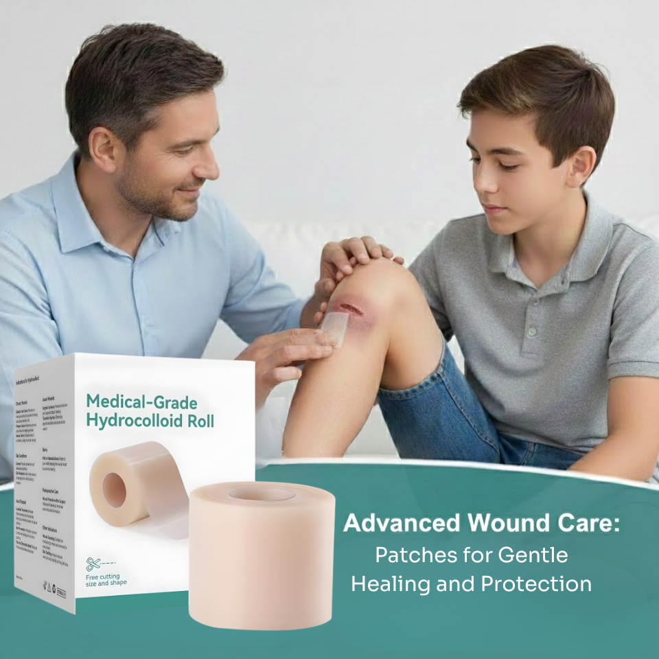 Hydrocolloid Roll For Wound Care Hydrocolloid Patch Bandages With Self-Adhesive Bed Sore Bandages Highly Absorbent For Burn