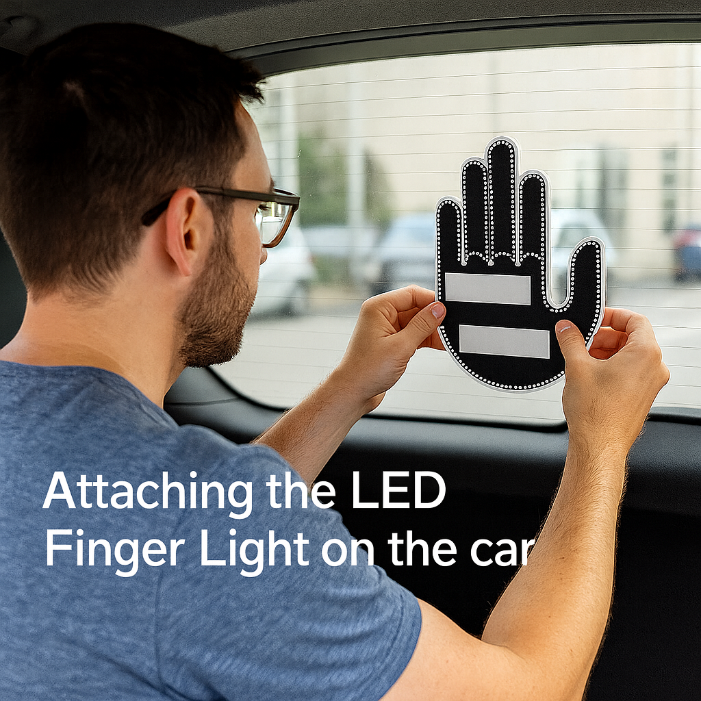 Aurece - Funny Car Middle Finger LED Light with Remote, Road Rage Signal, Brake Warning, Car Accessory