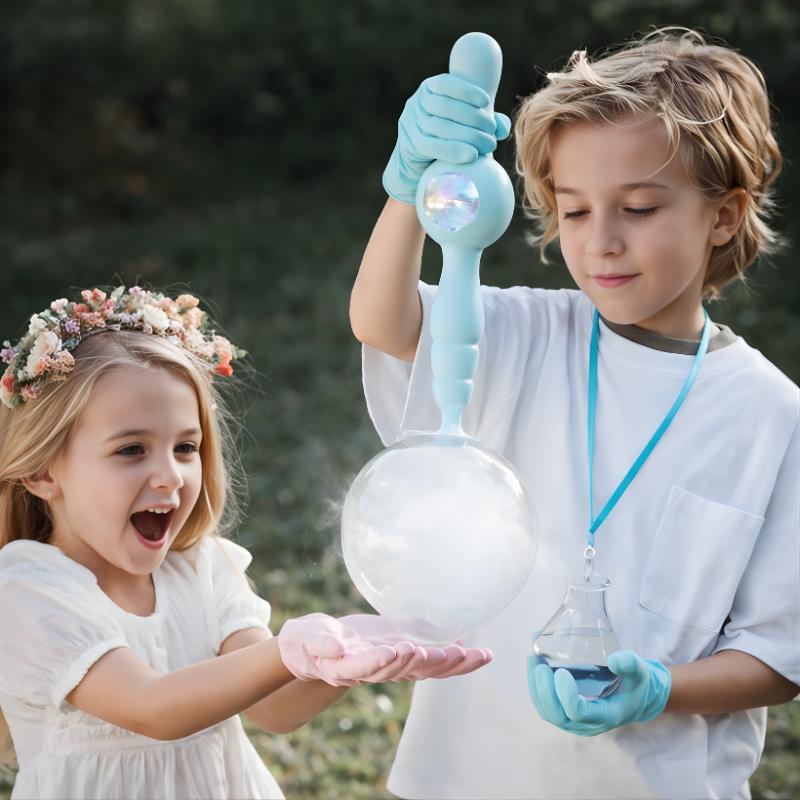 Elastic Smoke Bubble Machine Portable Smog Bubble Maker Automatic Bubble Blower for Kids Summer Outdoor Party Garden Toys