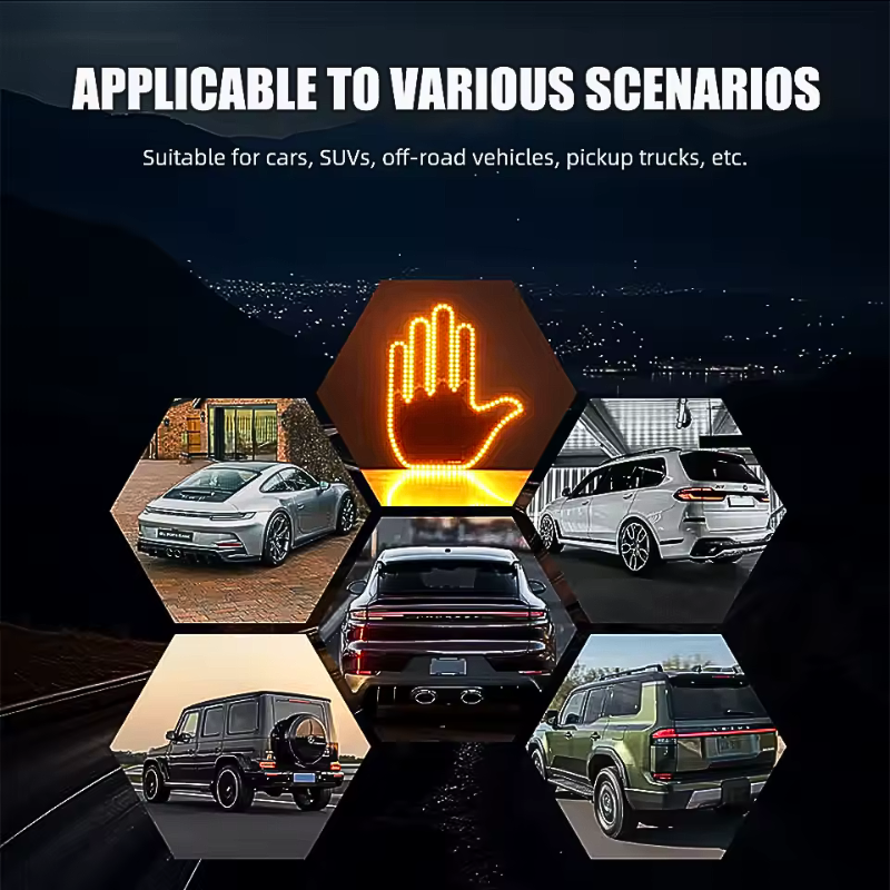 Aurece - Funny Car Middle Finger LED Light with Remote, Road Rage Signal, Brake Warning, Car Accessory