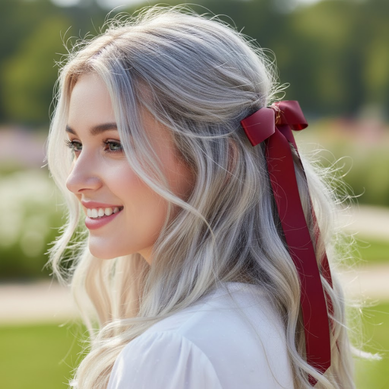 Magnetic Bow Hair Clip 2026 New Metal Design with Removable Ribbon Pain Free Hold Secure Grip for All Hair Types Easy To Use