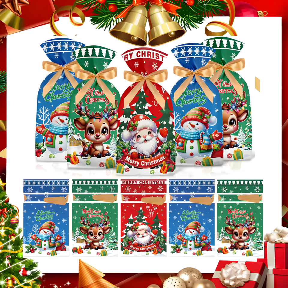 Mix Randomly Christmas Gift Cartoon Bag Gift Box Candy Biscuit Bag Decoration Christmas Party Gift Bag Children Party