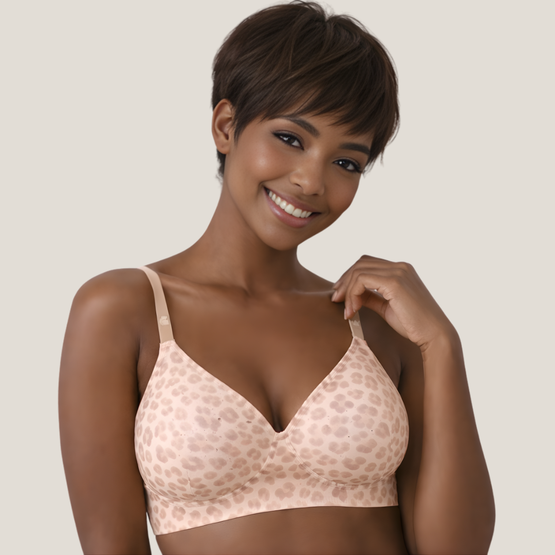 Sexy leopard print jelly seamless printed underwear thin women's thin gathered saggy pair breasts anti-breathable bra