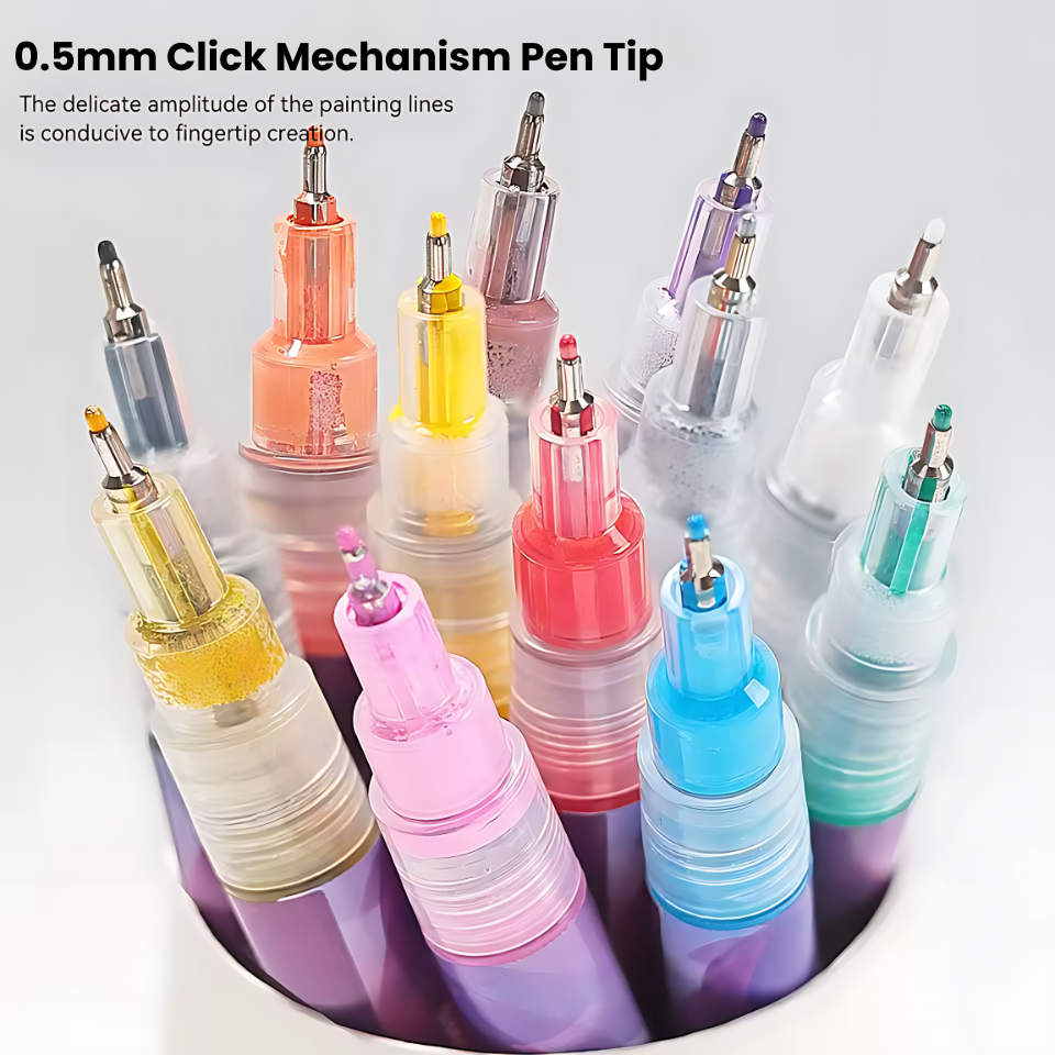 12 Color Set Nail Art Graffiti Pen High-precision Fine Tip Nail Art Graffiti Pen Nail Drawing DIY Quick Drying Dot Hook Pen
