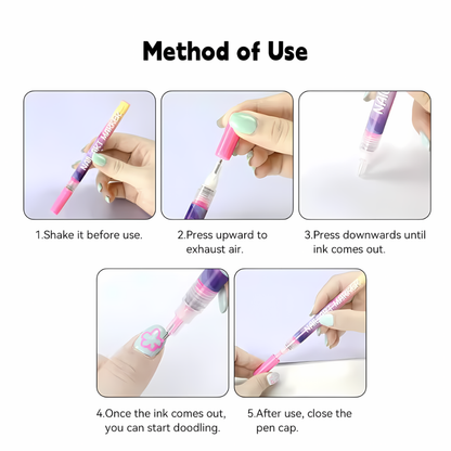 12 Color Set Nail Art Graffiti Pen High-precision Fine Tip Nail Art Graffiti Pen Nail Drawing DIY Quick Drying Dot Hook Pen