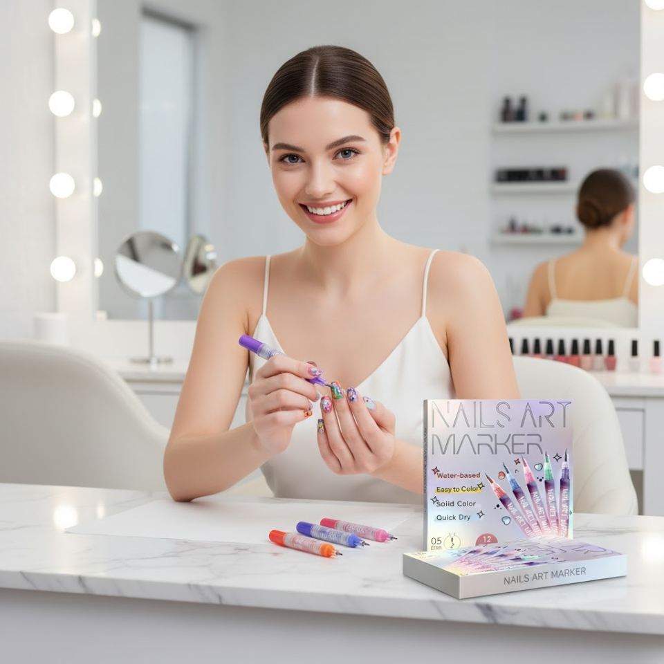 12 Color Set Nail Art Graffiti Pen High-precision Fine Tip Nail Art Graffiti Pen Nail Drawing DIY Quick Drying Dot Hook Pen