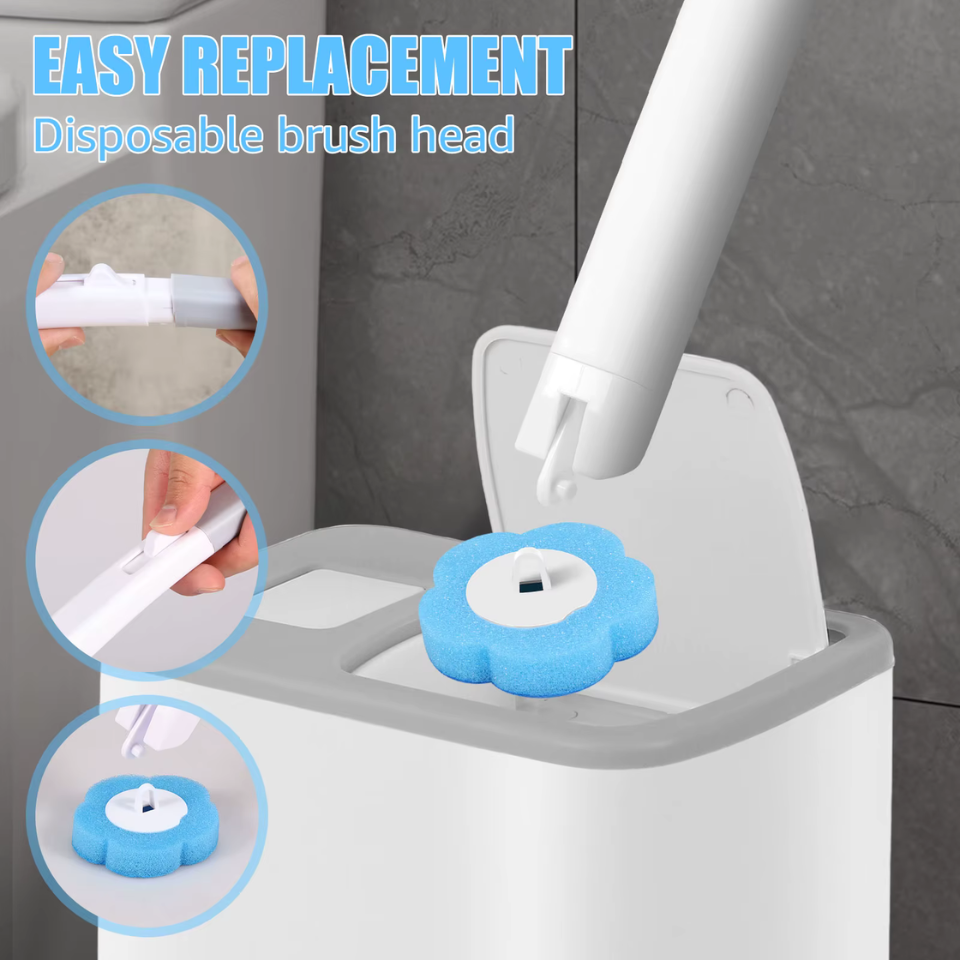 18/36Pcs Toilet Brush With Disposable Replacement Head Kits Upgrade Long Handle Bathroom Cleaning Brush For Home Wc Accessories