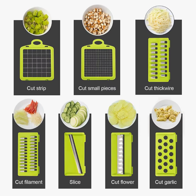 1 Set 15-in-1 Premium Vegetable Chopper - Mandolines - Multifunctional Fruit Slicer, Food Grater, Onion Mincer, Potato Shredder