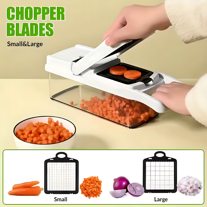 1 Set 15-in-1 Premium Vegetable Chopper - Mandolines - Multifunctional Fruit Slicer, Food Grater, Onion Mincer, Potato Shredder