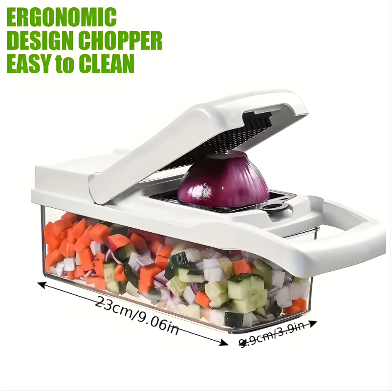 1 Set 15-in-1 Premium Vegetable Chopper - Mandolines - Multifunctional Fruit Slicer, Food Grater, Onion Mincer, Potato Shredder