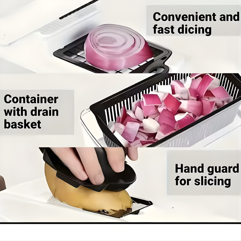 1 Set 15-in-1 Premium Vegetable Chopper - Mandolines - Multifunctional Fruit Slicer, Food Grater, Onion Mincer, Potato Shredder