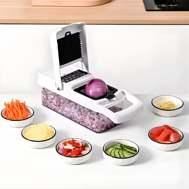 1 Set 15-in-1 Premium Vegetable Chopper - Mandolines - Multifunctional Fruit Slicer, Food Grater, Onion Mincer, Potato Shredder