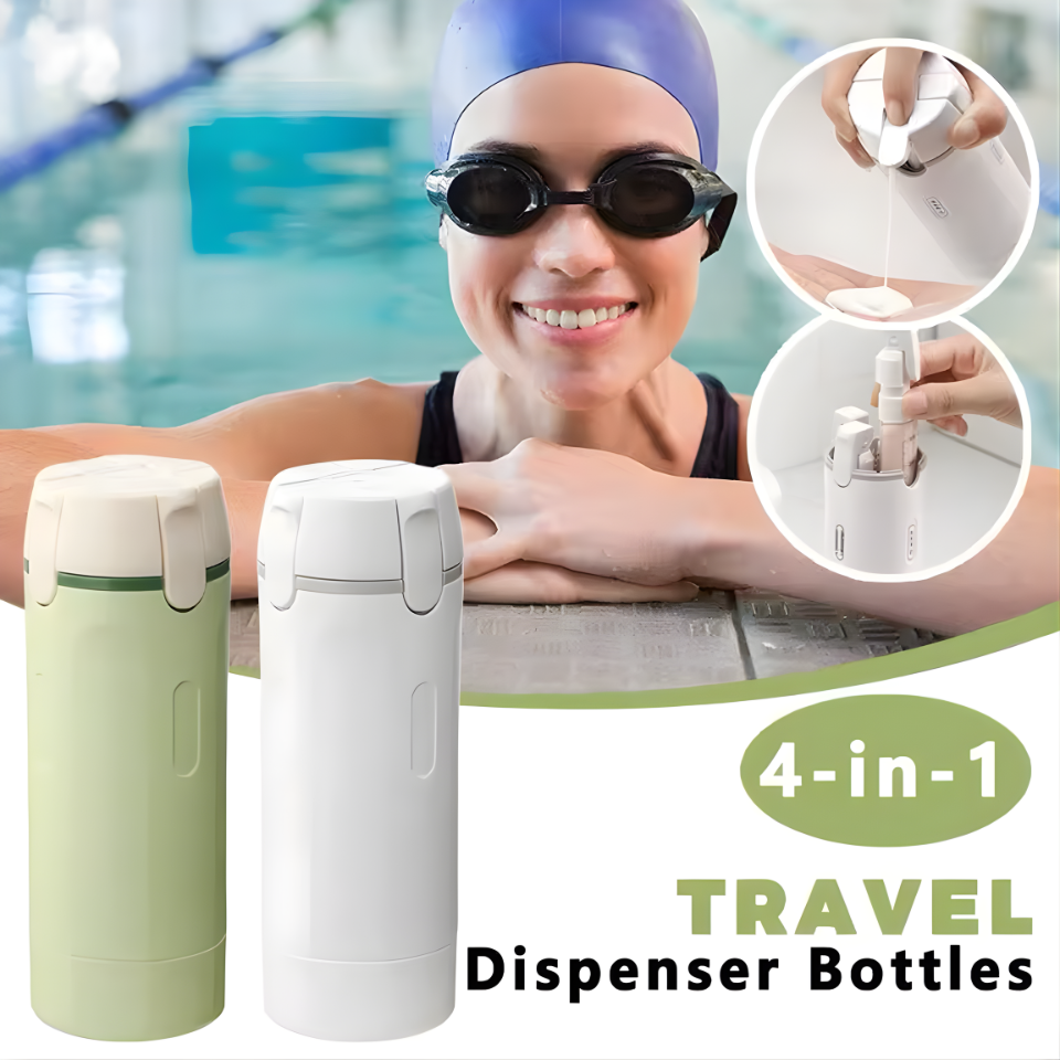 1pc 4-in-1 Emulsion Dispenser Bottle, Travel Bottle, Minimalist with Labels, Travel Dispenser Bottle, Toiletry Container