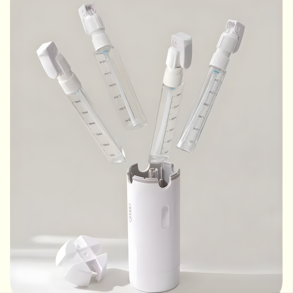1pc 4-in-1 Emulsion Dispenser Bottle, Travel Bottle, Minimalist with Labels, Travel Dispenser Bottle, Toiletry Container