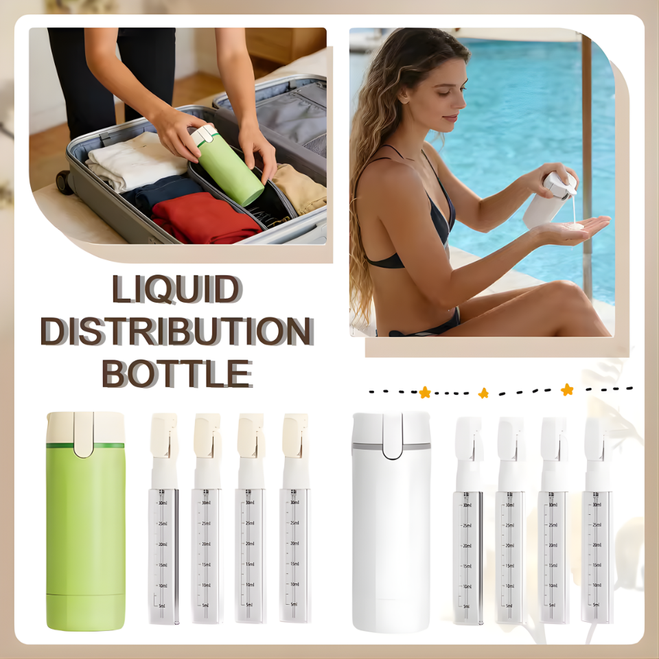 1pc 4-in-1 Emulsion Dispenser Bottle, Travel Bottle, Minimalist with Labels, Travel Dispenser Bottle, Toiletry Container