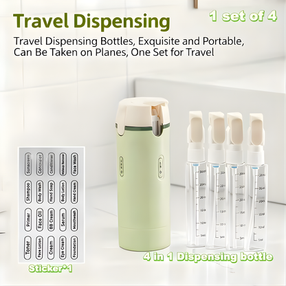 1pc 4-in-1 Emulsion Dispenser Bottle, Travel Bottle, Minimalist with Labels, Travel Dispenser Bottle, Toiletry Container