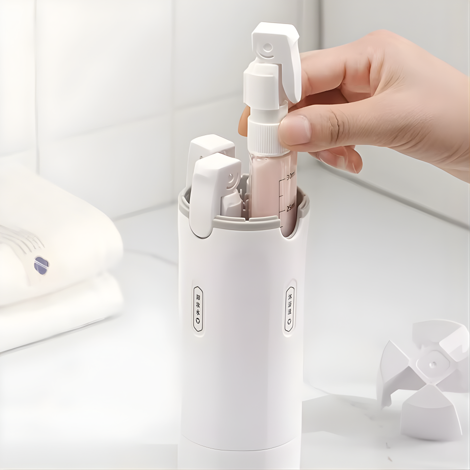 1pc 4-in-1 Emulsion Dispenser Bottle, Travel Bottle, Minimalist with Labels, Travel Dispenser Bottle, Toiletry Container