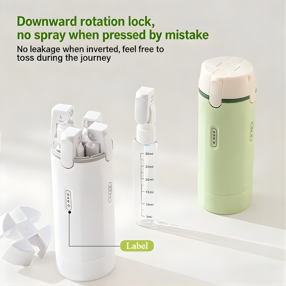 1pc 4-in-1 Emulsion Dispenser Bottle, Travel Bottle, Minimalist with Labels, Travel Dispenser Bottle, Toiletry Container