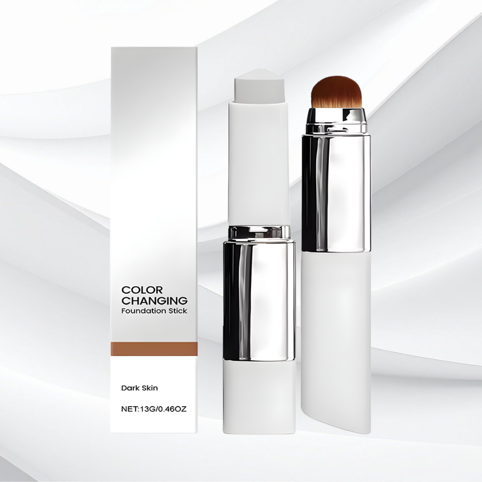 2-in-1 Color-Changing Foundation Stick Liquid Lightweight Moisturizing Brightening Foundation Color Changing For All Skin Types