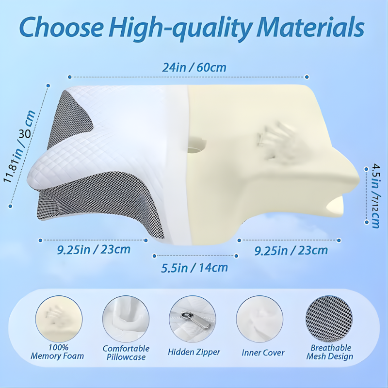 2-in-1 Ergonomic Memory Foam Cervical Pillow – Orthopedic Neck & Shoulder Support