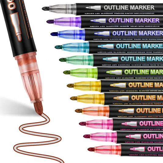 8/12/24/36/48 colors Double-line Outline pen contour pen Dream flash pen Metal color marker DIY handbook fluorescent marker