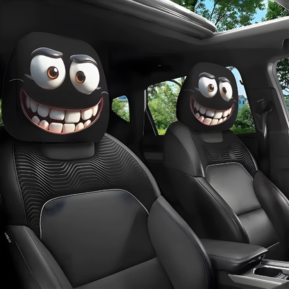 2pc Halloween Face Printed Car Pillowcase Soft Comfortable Decorative Washable Polyester Fabric Cushion Cover Auto Seat Headrest