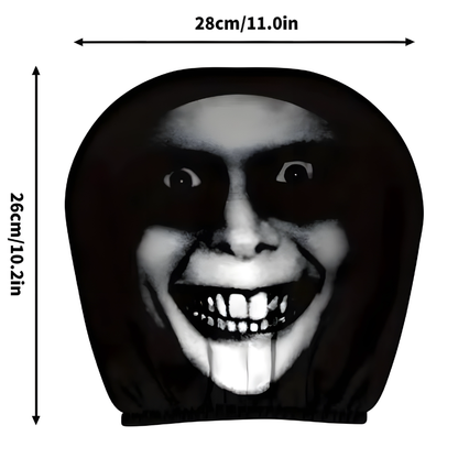 2pc Halloween Face Printed Car Pillowcase Soft Comfortable Decorative Washable Polyester Fabric Cushion Cover Auto Seat Headrest