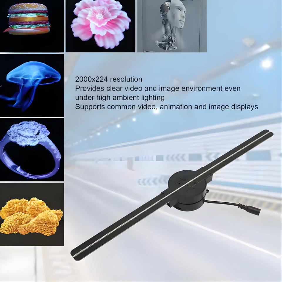 3D Hologram Fan 16.5in 2000x224 WiFi 3D Projector with 224 LED Light Beads for Business Store Advertising 100‑240V