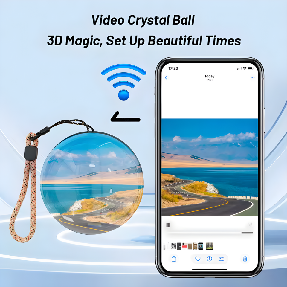 3D Video Crystal Ball DIY Memory Art Glass Ball Lamp Spherical Pixel Display 2.7inchs Screen 4GB Videos Player for Gift
