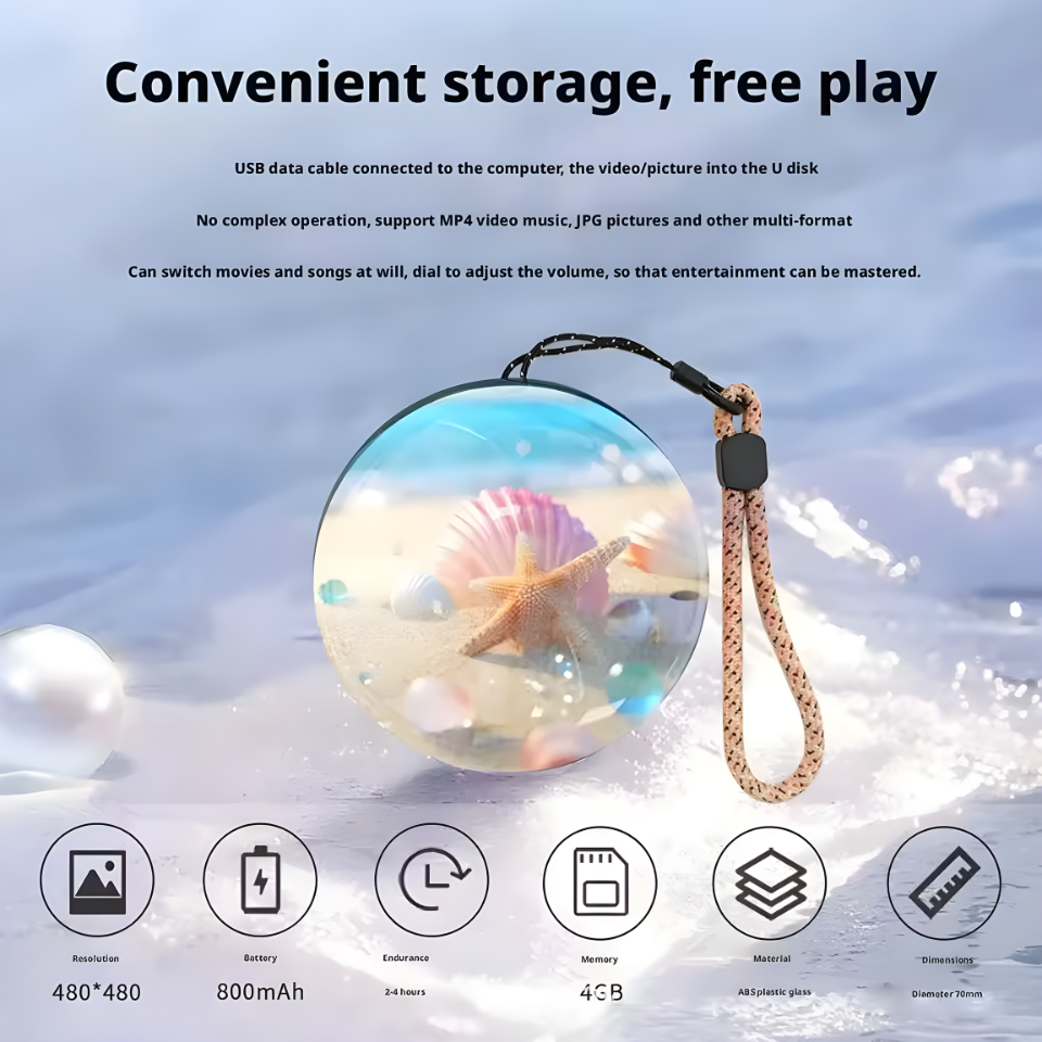 3D Video Crystal Ball DIY Memory Art Glass Ball Lamp Spherical Pixel Display 2.7inchs Screen 4GB Videos Player for Gift