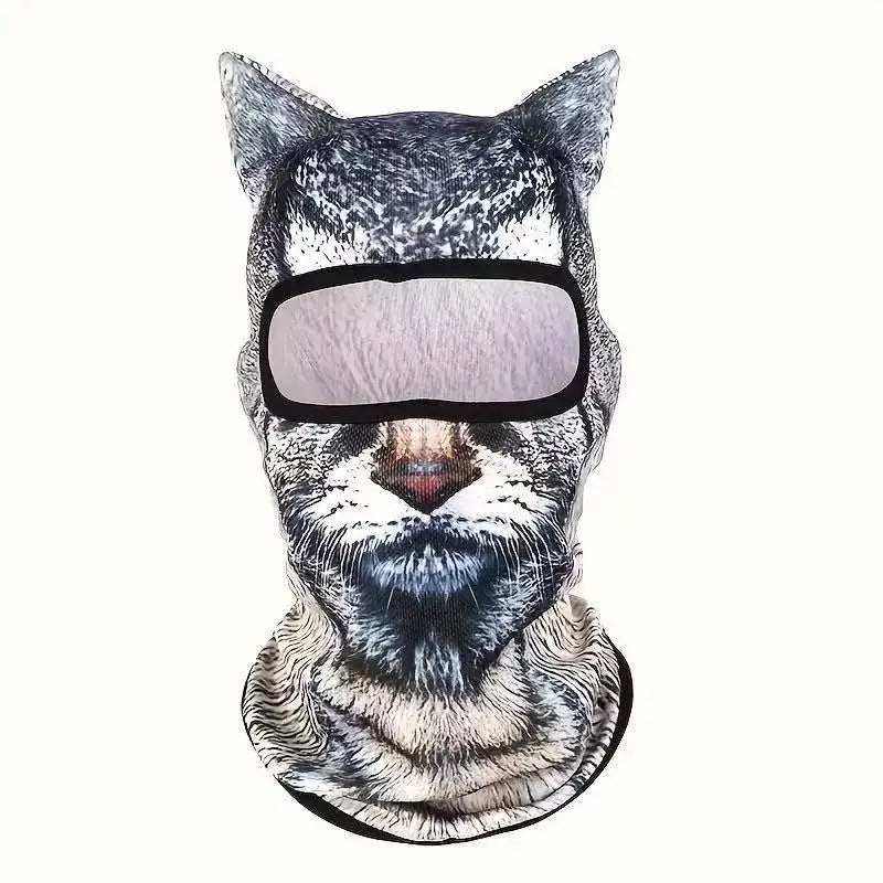 3D Cat Ski BalaclavaAnimal Face Covering Full Face Hood Masque Cute AnimalBalaclava Motorcycle Motocross Ski Snowboard Musk