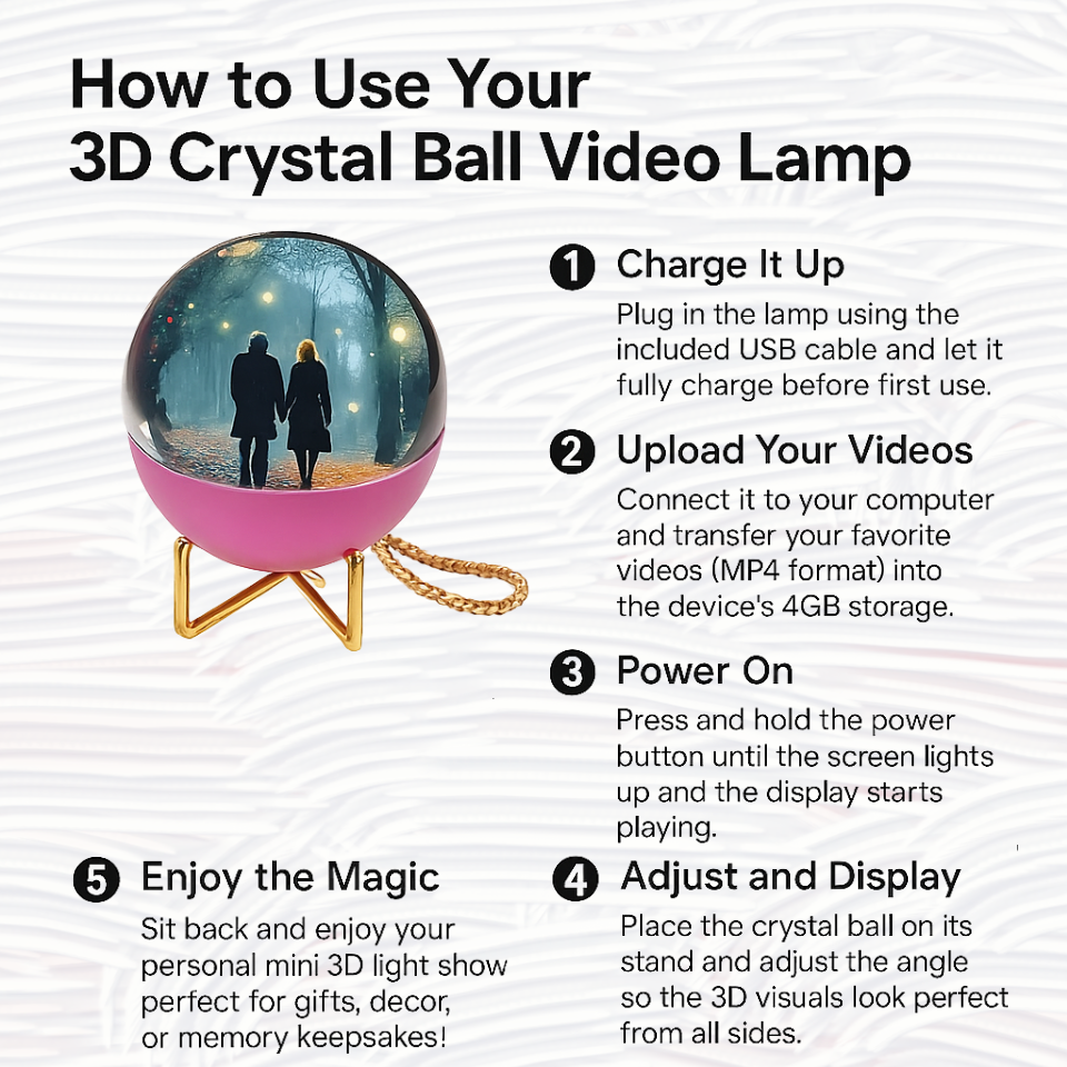 3D Video Crystal Ball DIY Memory Art Glass Ball Lamp Spherical Pixel Display 2.7inchs Screen 4GB Videos Player for Gift