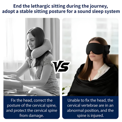 3 IN 1 Airplane Sleep Support Set Travel Ergonomic Memory Foam Neck Support with Blanket Like Body Sling & Adjustable Sleep Mask