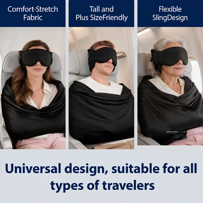 3 IN 1 Airplane Sleep Support Set Travel Ergonomic Memory Foam Neck Support with Blanket Like Body Sling & Adjustable Sleep Mask