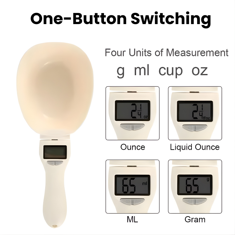 
Pet Food Measuring Scoop Electronic Dog Cat Food Measuring Cup Digital Spoon Scale Kitchen Food Scale with LED Display