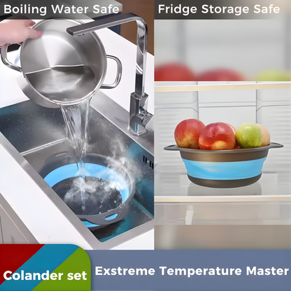 4PCS Foldable Collapsible Colander Set Drain Basket with Self-Draining Base Vegetables Fruit Washing Basket Kitchen Drainer