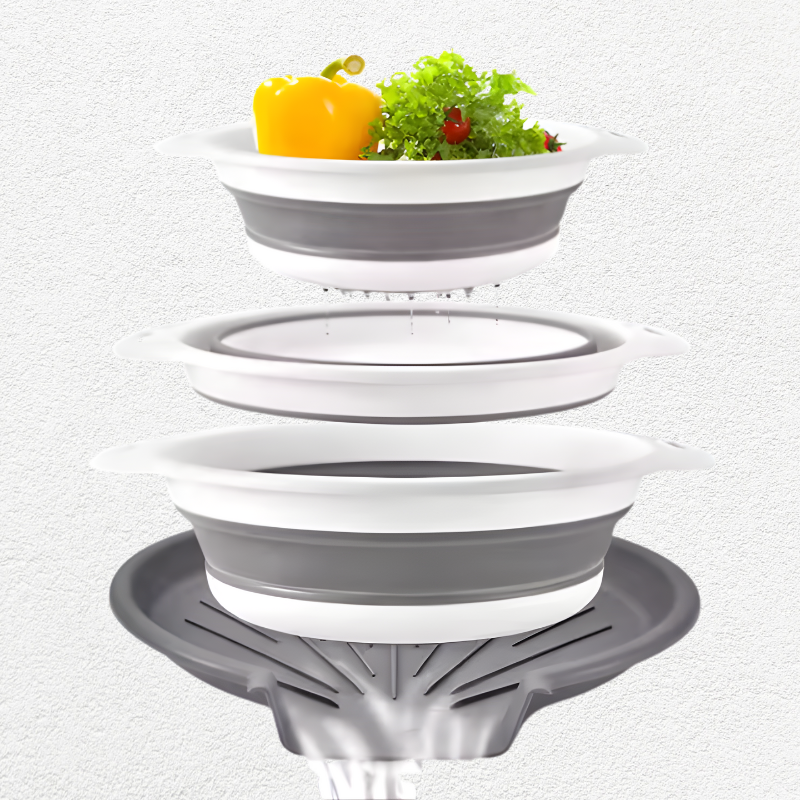 4PCS Foldable Collapsible Colander Set Drain Basket with Self-Draining Base Vegetables Fruit Washing Basket Kitchen Drainer