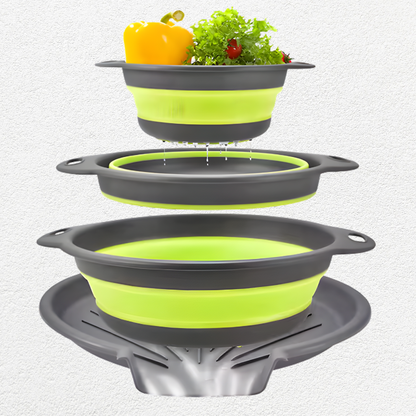 4PCS Foldable Collapsible Colander Set Drain Basket with Self-Draining Base Vegetables Fruit Washing Basket Kitchen Drainer