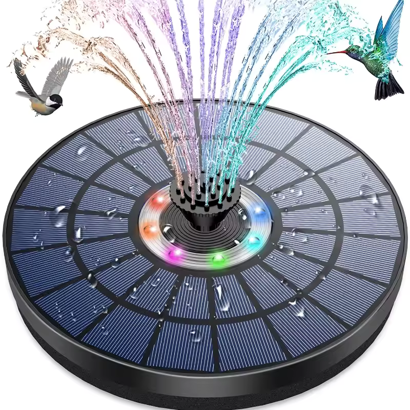 5.5W LED Solar Fountain Pump with Lights, for Bird BathPool DIY Solar Water Fountain with Battery for Outdoor Garden Decoration
