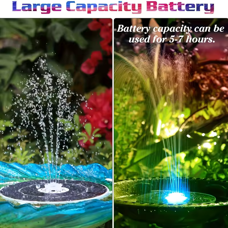 5.5W LED Solar Fountain Pump with Lights, for Bird BathPool DIY Solar Water Fountain with Battery for Outdoor Garden Decoration