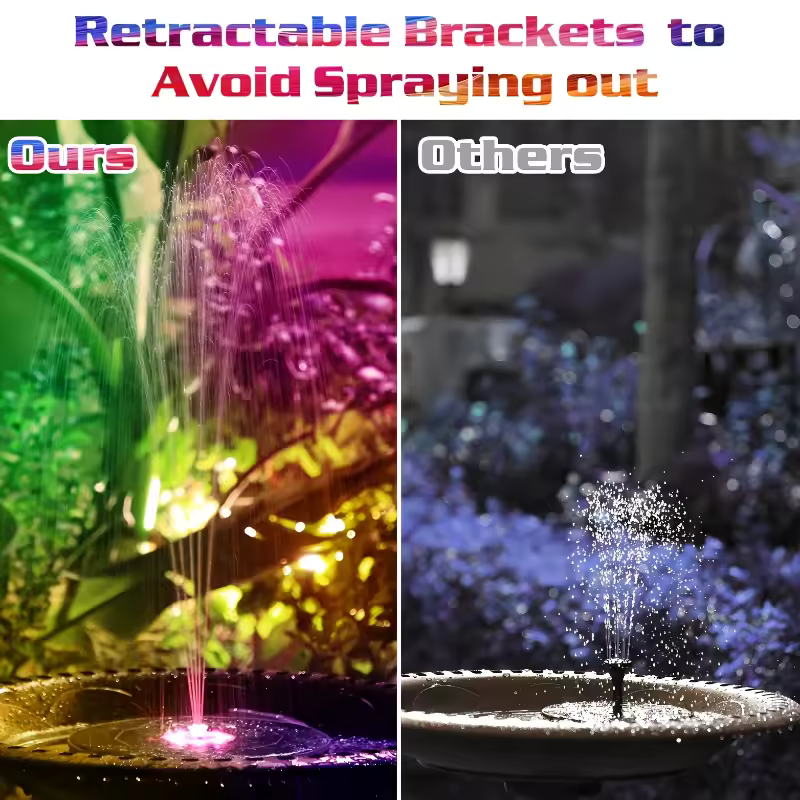 5.5W LED Solar Fountain Pump with Lights, for Bird BathPool DIY Solar Water Fountain with Battery for Outdoor Garden Decoration