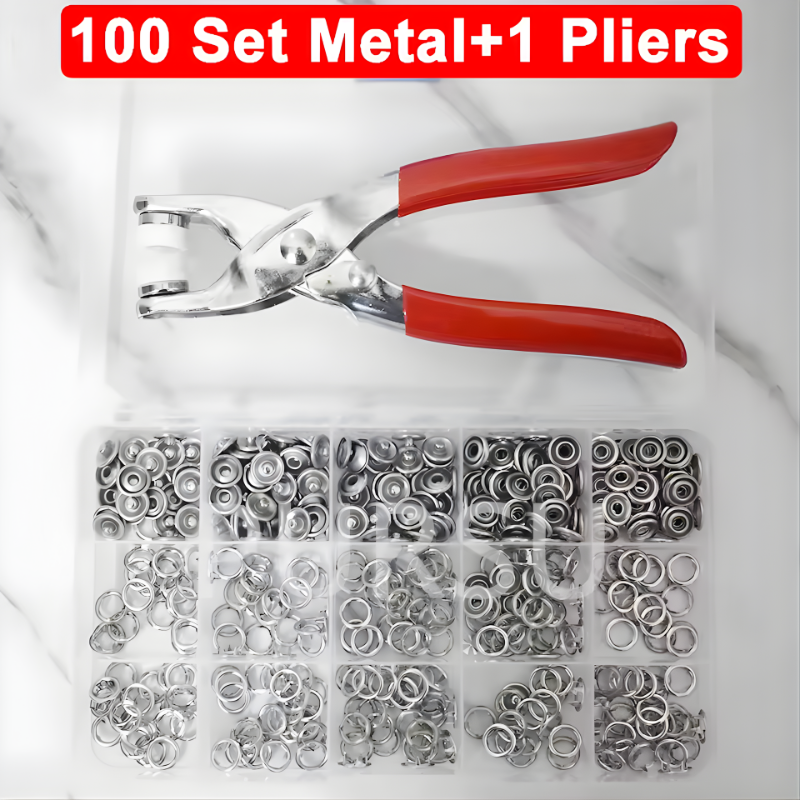 9.5mm Metal Hollow Five-Claw Snap Button For Installing Clothes Bag Sewing And DIY Craft Hand Pliers Tool