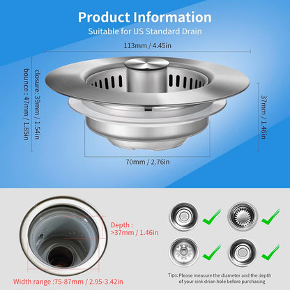 Aurece – 3-in-1 Kitchen Sink Strainer DrainGuard Pro