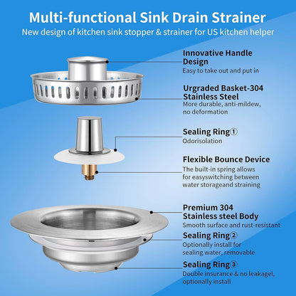 Aurece – 3-in-1 Kitchen Sink Strainer DrainGuard Pro