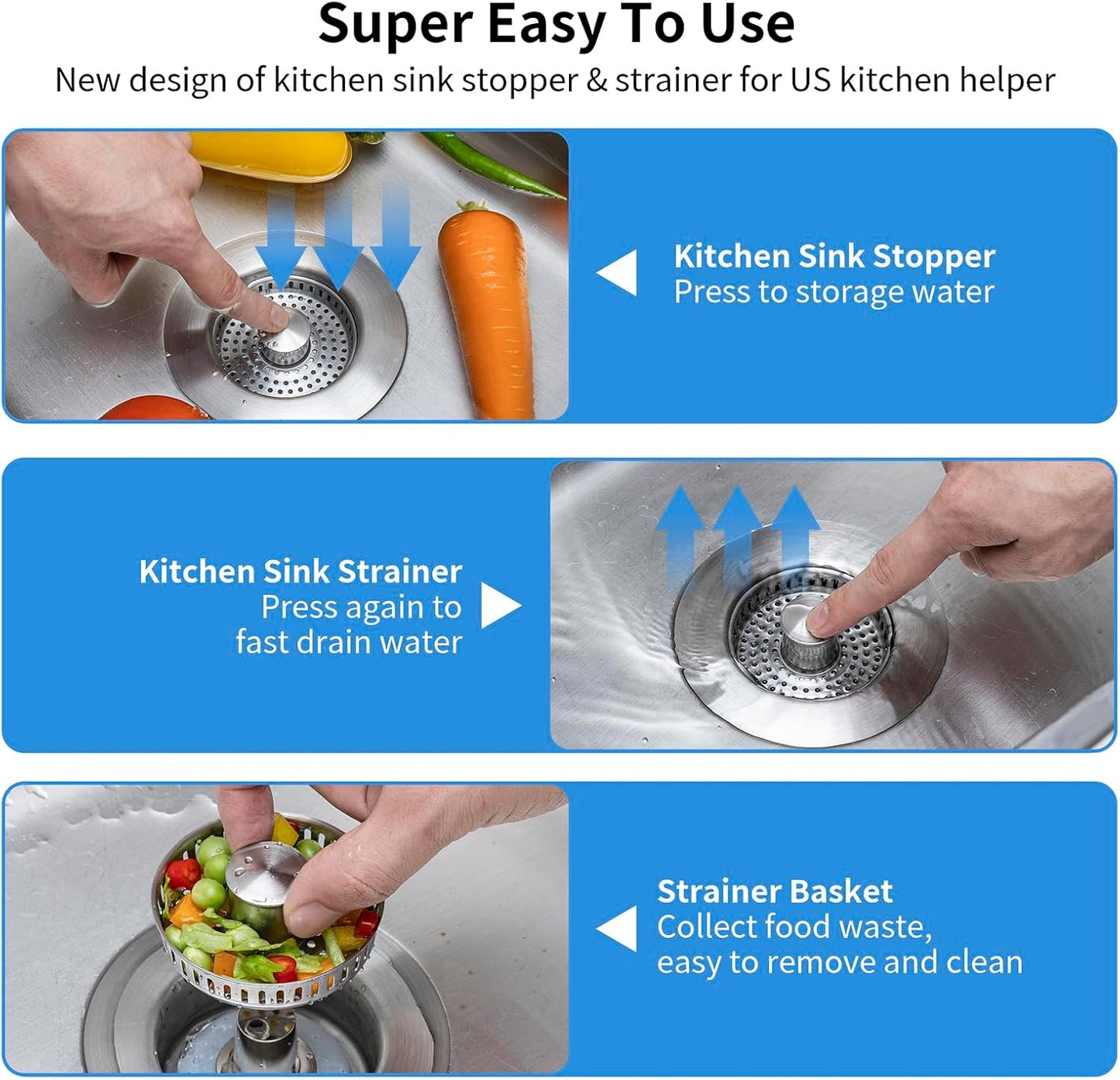 Aurece – 3-in-1 Kitchen Sink Strainer DrainGuard Pro