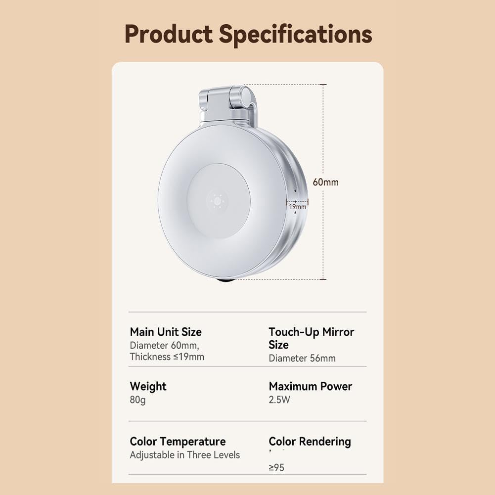 Aurece – 360° Magnetic Selfie Light with Mirror