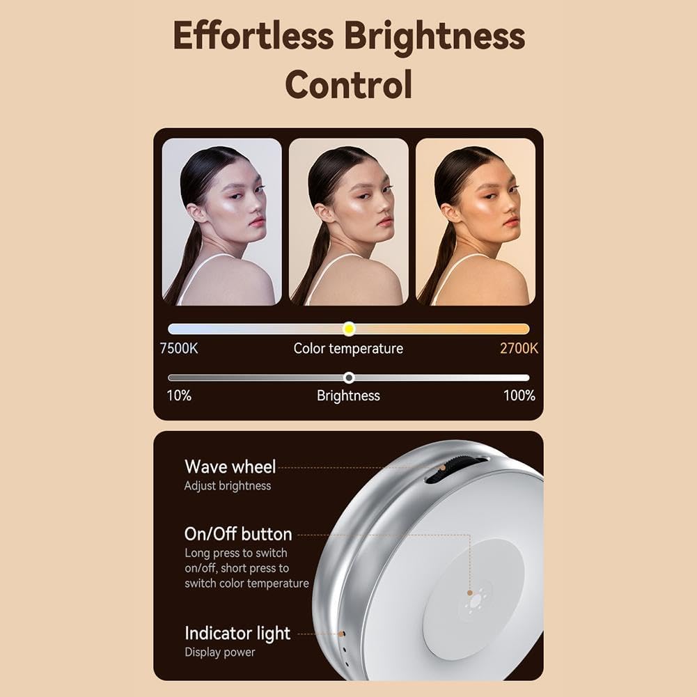 Aurece – 360° Magnetic Selfie Light with Mirror