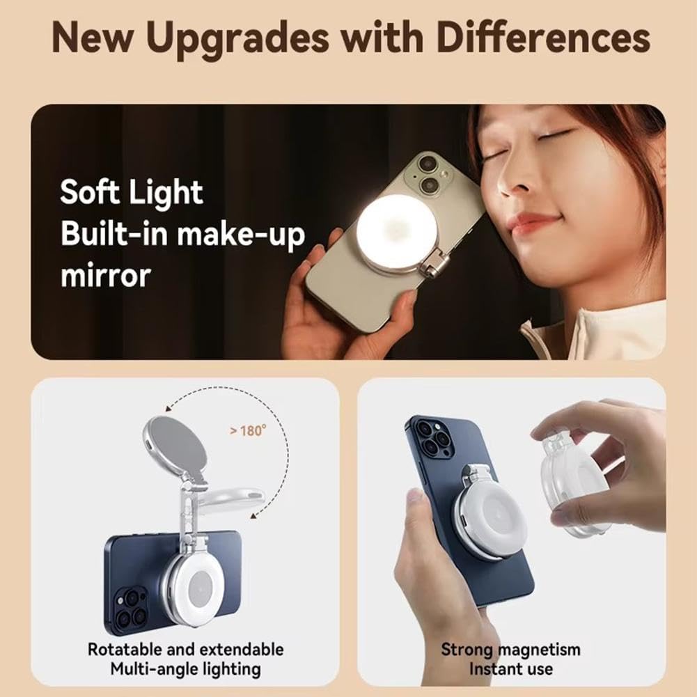 Aurece – 360° Magnetic Selfie Light with Mirror
