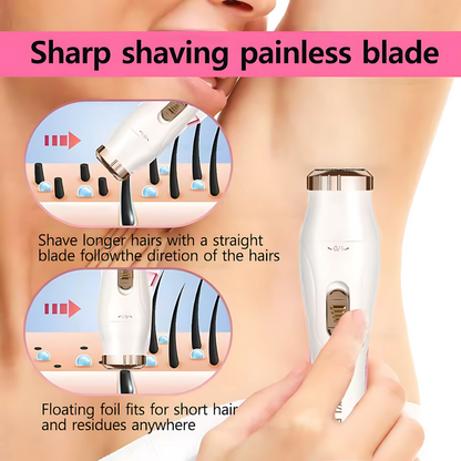 Women’s 2-in-1 Double-Head Electric Shaver & Epilator – Body, Leg, Underarm & Bikini Trimmer (Waterproof, USB)