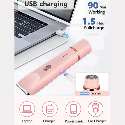 Women’s 2-in-1 Double-Head Electric Shaver & Epilator – Body, Leg, Underarm & Bikini Trimmer (Waterproof, USB)